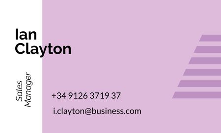 Sales Manager Contacts with Geometrical Frame in Purple Business Card 91x55mm Design Template