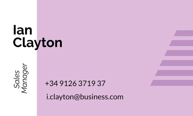 Ontwerpsjabloon van Business Card 91x55mm van Sales Manager Contacts with Geometrical Frame in Purple