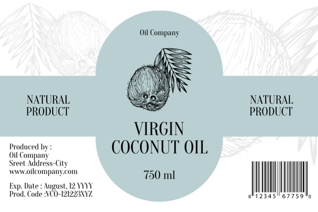 Plantilla de diseño de Virgin Coconut Oil Label 