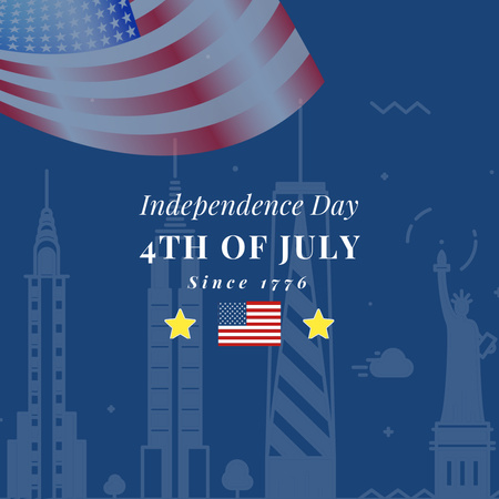 American Independence Day Greeting With Architectural Symbols Instagram Design Template