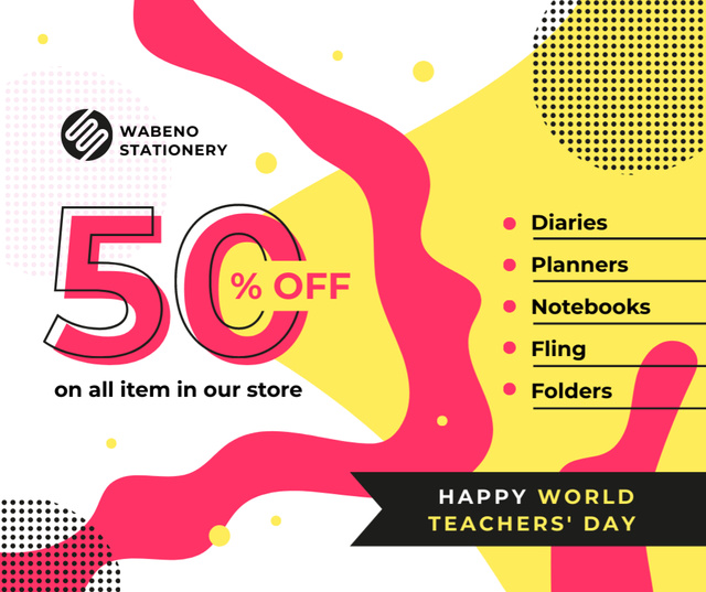 Designvorlage World Teachers' Day Sale Colorful Blots für Facebook