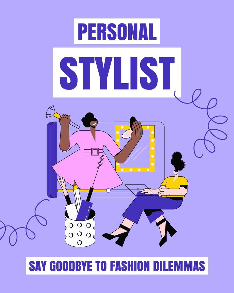 Beauty and Styling Services Offer on Purple Instagram Post Vertical Modelo de Design