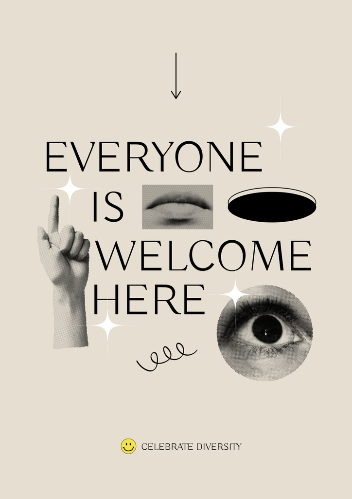 Designvorlage Inspirational Phrase about Diversity with Creative Illustration für Poster B2
