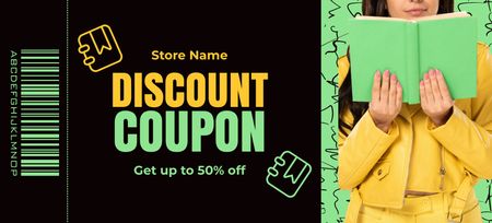 Fascinating Book Store Voucher Offer Coupon 3.75x8.25in Design Template