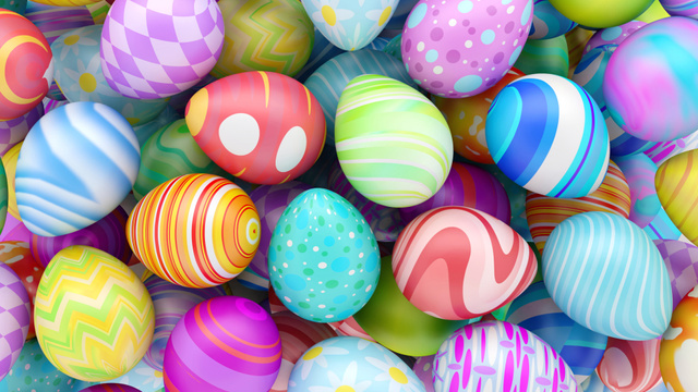 Plantilla de diseño de Colorful Painted Easter Eggs Zoom Background 