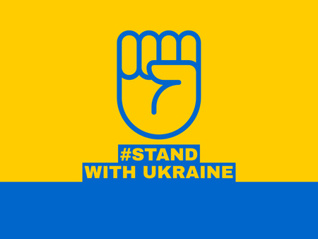 Fist Sign and Phrase Stand with Ukraine Poster 18x24in Horizontal Modelo de Design