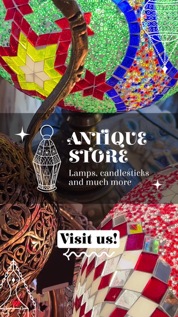 Ontwerpsjabloon van TikTok Video van Colorful Lanterns And Lamps In Antique Store Offer