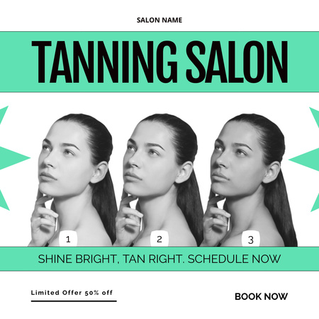 Platilla de diseño Tanning Salon Advertising with Black and White Photo of Woman Instagram AD
