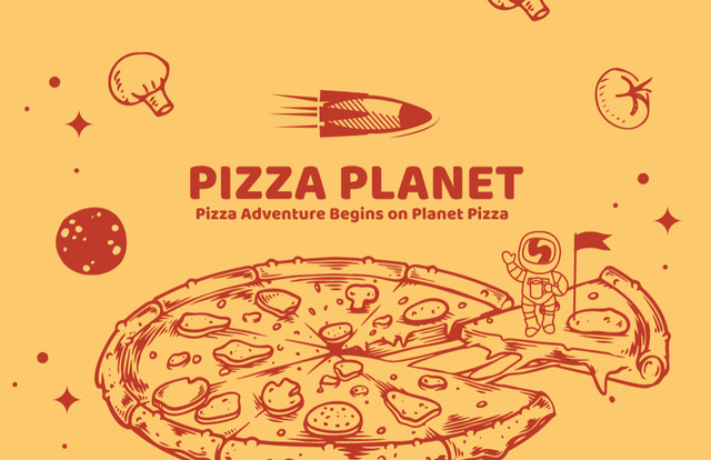 Cosmic Delicious Pizza Offer Business Card 85x55mm Πρότυπο σχεδίασης