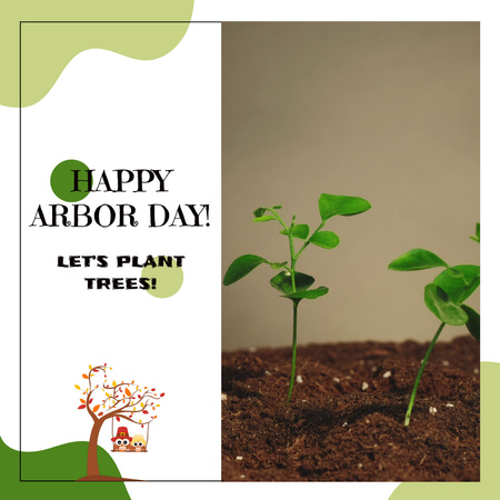 Arbor Day Greeting With Growing Plants Animated Post Design Template