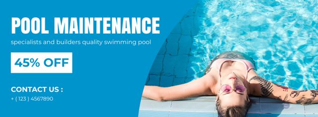 Swimming Pool Development Discount Offer on Blue Facebook cover – шаблон для дизайна