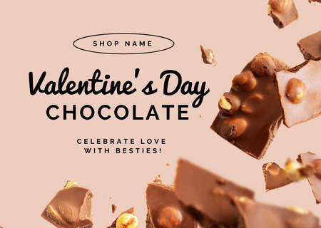 Sweet Chocolate Offer on Valentine's Day Postcard Design Template