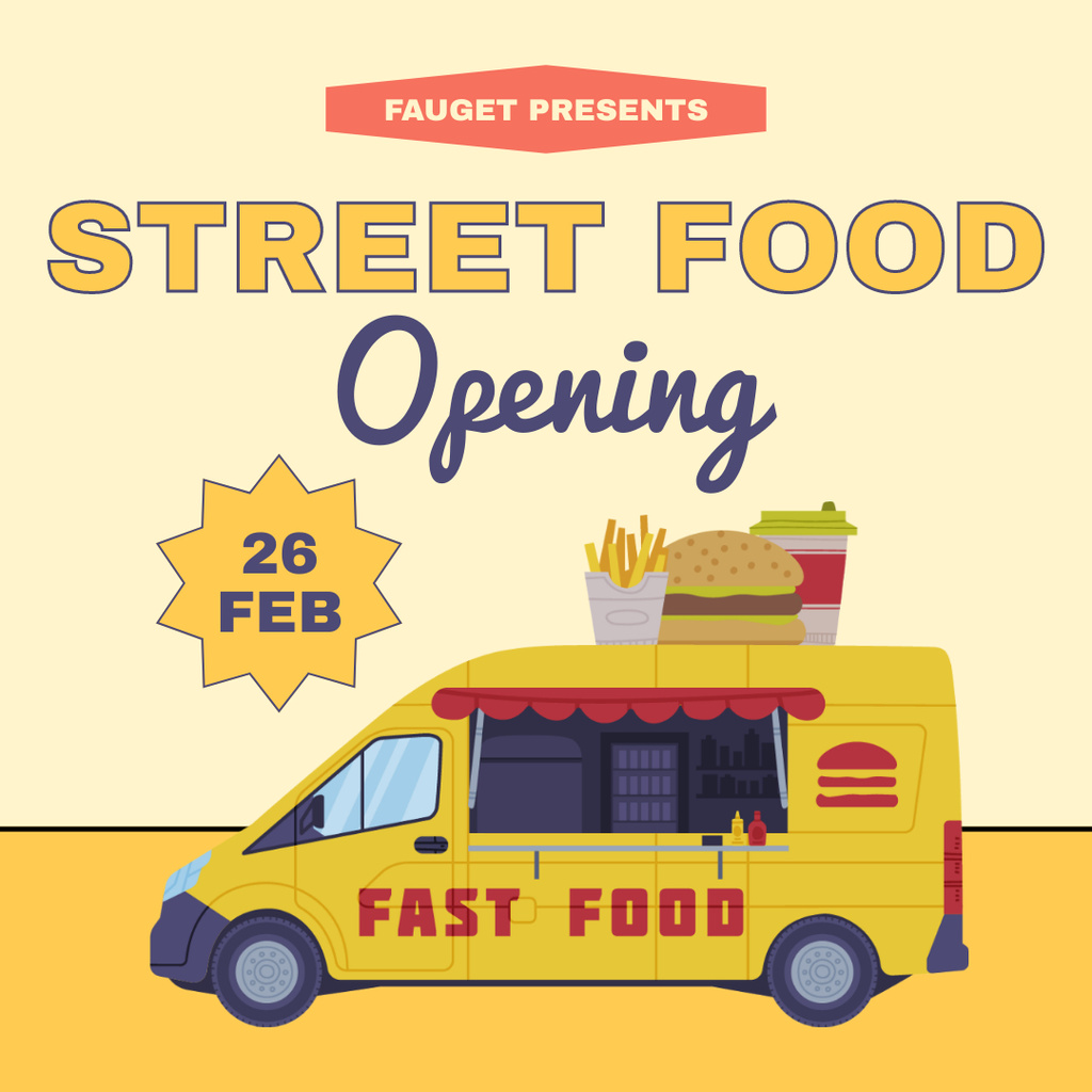 Street Food Spot Opening Announcement Instagram Modelo de Design