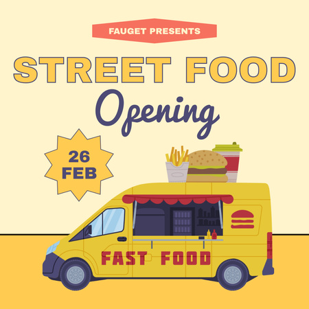 Designvorlage Ankündigung der Eröffnung des Streetfood-Spots für Instagram