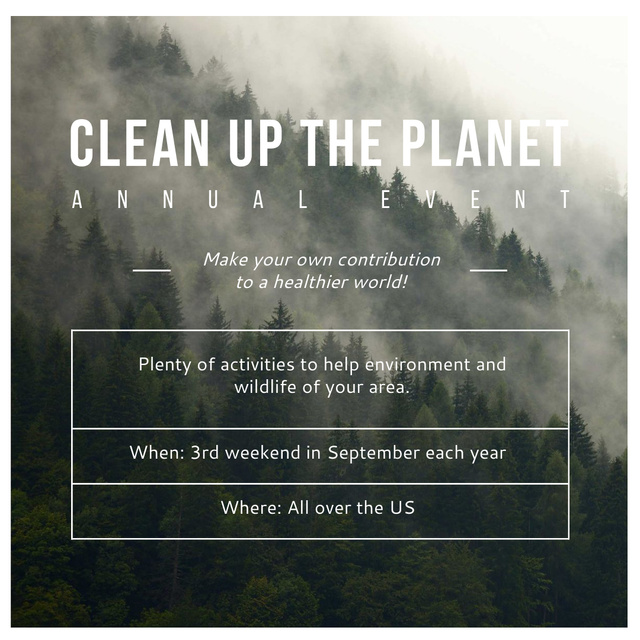 Ecological Event Foggy Forest View Instagram AD – шаблон для дизайну