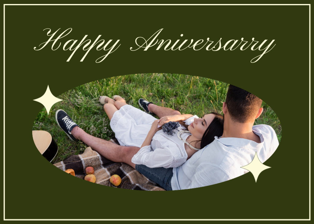 Happy Anniversary Greetings for Young Romantic Couple Postcard 5x7in Πρότυπο σχεδίασης