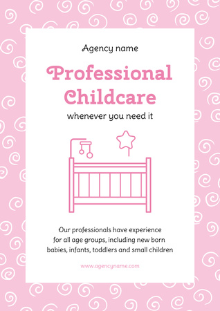 Caring Babysitting Services Offer In Pink Poster Design Template