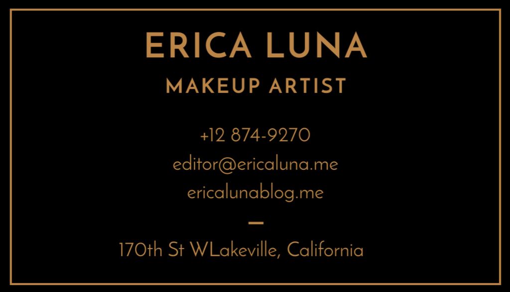 Makeup Artist Services Ad on Black Business Card USデザインテンプレート