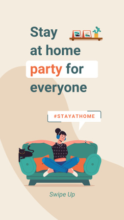 #StayAtHome Anúncio de festa em casa Instagram Story Modelo de Design
