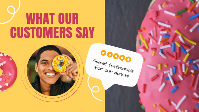 Customer Review About Doughnuts In Shop Full HD video Modelo de Design