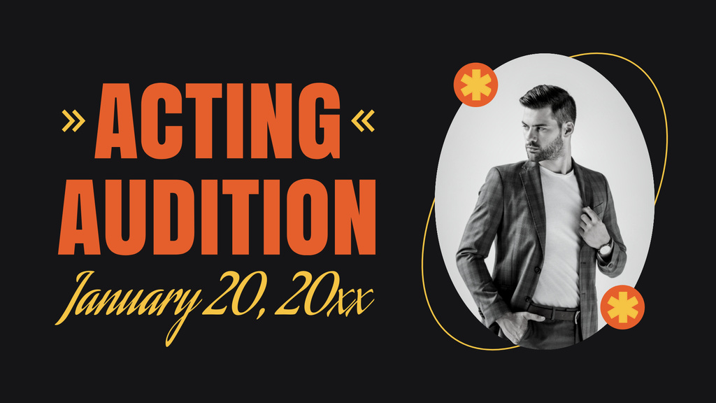 Ontwerpsjabloon van FB event cover van January Acting Audition Announcement