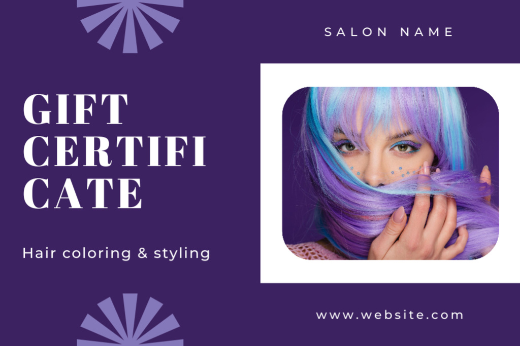 Hair Coloring and Styling Special Offer Gift Certificate Design Template