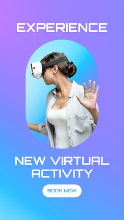 Girl in Virtual Reality Glasses Instagram Story Design Template