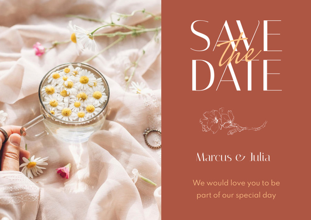 Wedding Announcement with Tender White Flowers Card Tasarım Şablonu