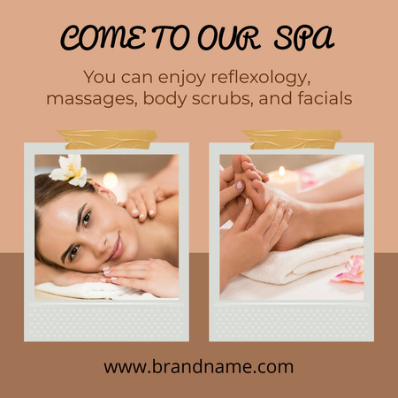 Beautiful Young Woman Enjoy Massage at Spa Instagram Design Template