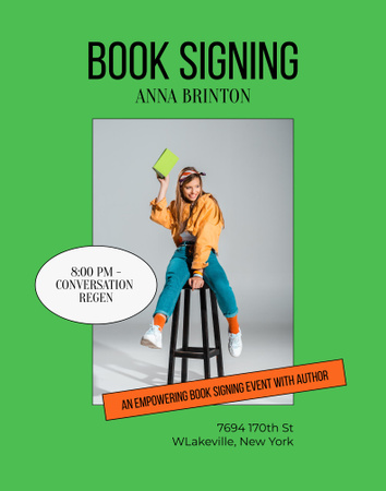 Book Signing Announcement with Author Poster 22x28in Design Template