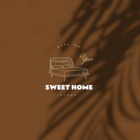 Ontwerpsjabloon van Logo van Home Decor Offer with Bed Illustration