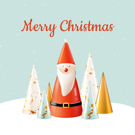 Magical Christmas Holiday Greeting with Stylized Santa And Trees Instagram Design Template