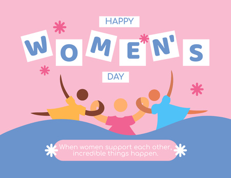 Simple Illustration with Motivational Phrase for Women's Day Thank You Card 5.5x4in Horizontal Design Template