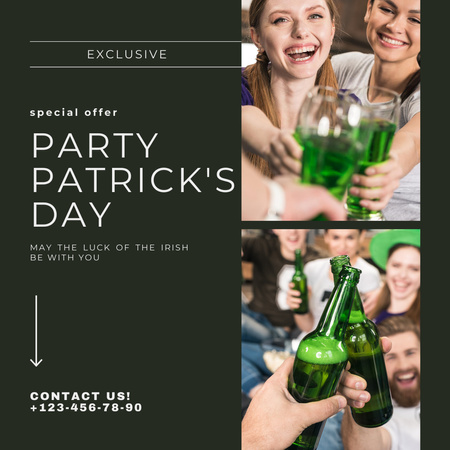 Ontwerpsjabloon van Instagram van St. Patrick's Day Party Announcement Collage