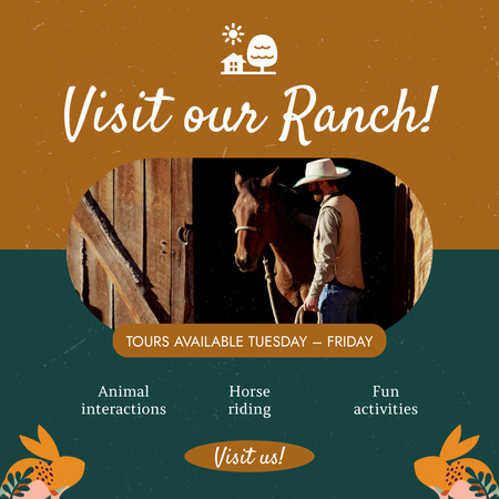 Exciting Ranch Tours With Activities Offer Animated Post Design Template