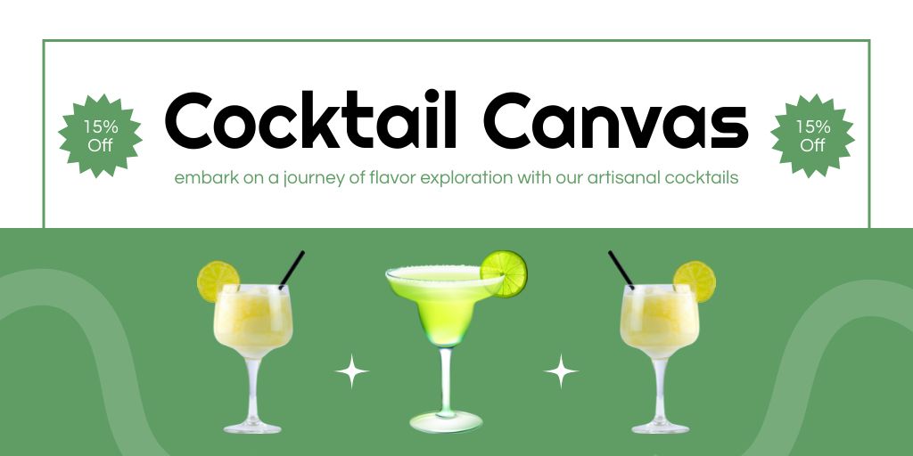 Journey through Tastes with Discounted Cocktails Twitter Design Template