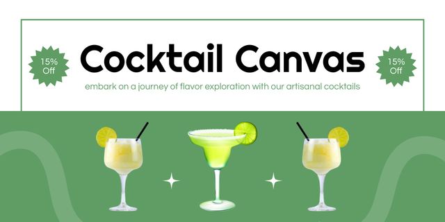 Journey through Tastes with Discounted Cocktails Twitter Design Template