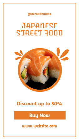 Anúncio de comida de rua japonesa com sushi Instagram Story Modelo de Design