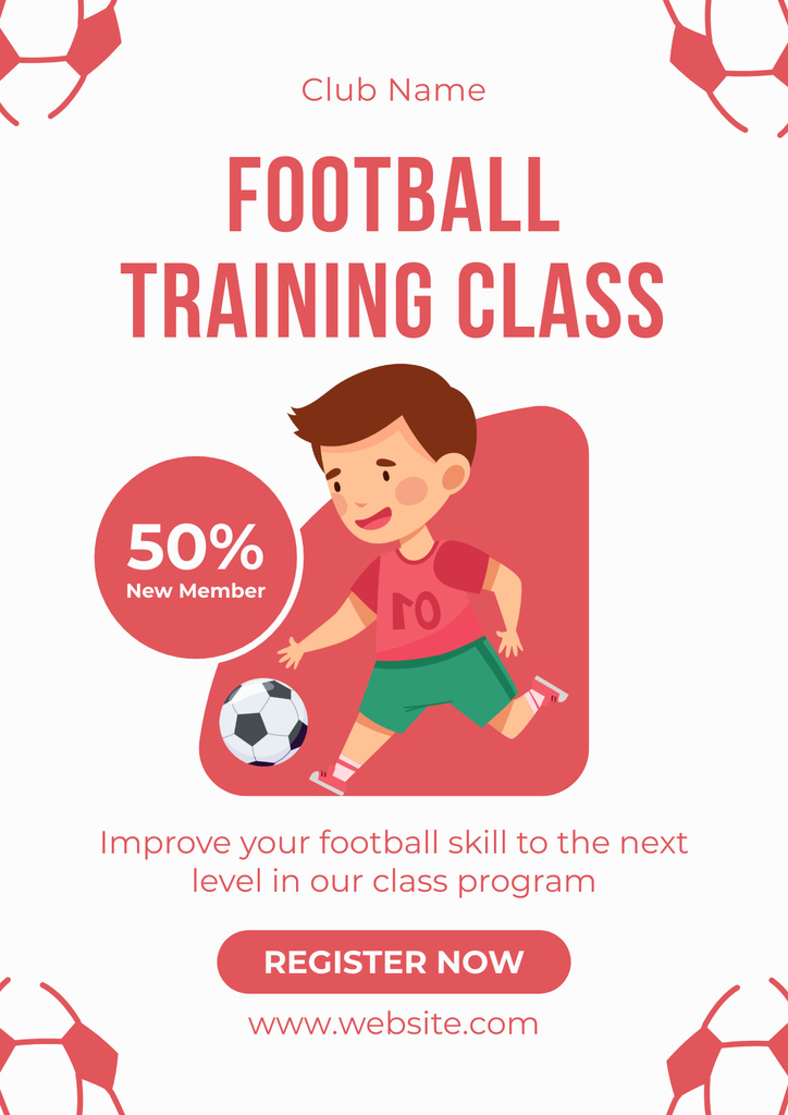 Designvorlage Football Lessons for Kids für Poster
