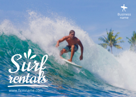 Surf Rentals Offer Card Design Template