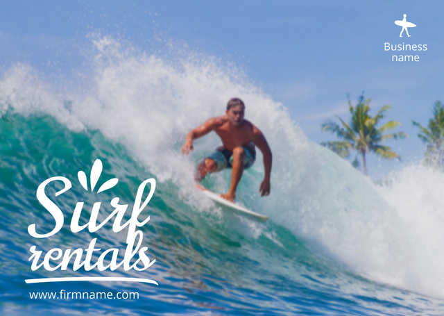 Ontwerpsjabloon van Card van Surf Rentals Offer