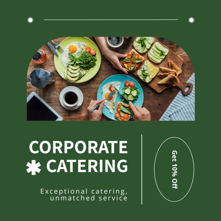 Designvorlage Firmen-Catering-Services mit Essen auf dem Tisch für Instagram AD