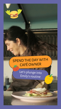 Platilla de diseño Small Cafe Owner Day Routine With Tasty Dish TikTok Video