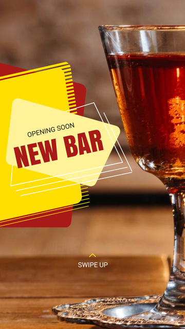 Modern Bar Promotion with Cocktail Glass In Yellow Instagram Story Design Template