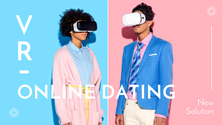 Man And Woman Get Acquainted In Virtual Reality Youtube Thumbnail Design Template