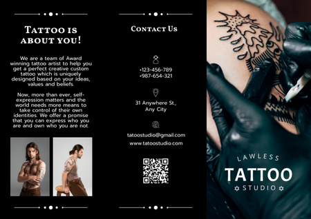 Stylish Tattoos In Studio With Description Brochure Design Template