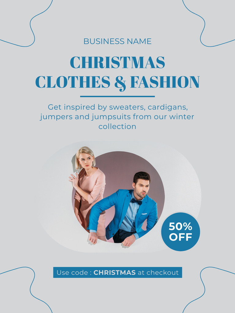 Fashion Clothing Christmas Sale Poster US Design Template
