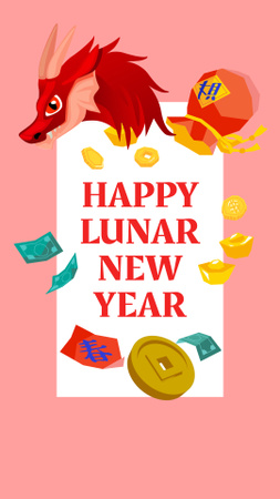 Lunar New Year Holiday Greeting Instagram Video Story Design Template
