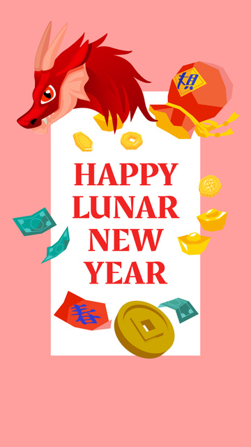 Lunar New Year Holiday Greeting Instagram Video Story tervezősablon