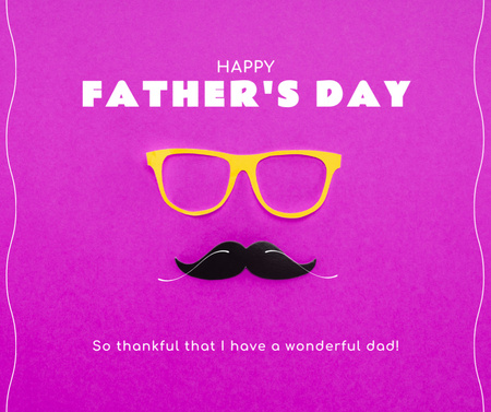 Happy Father's Day mustache mask Facebook Design Template